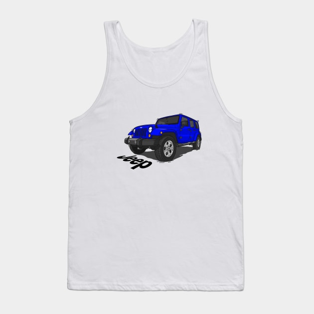 Jeep Wrangler - Blue Tank Top by 4x4 Sketch